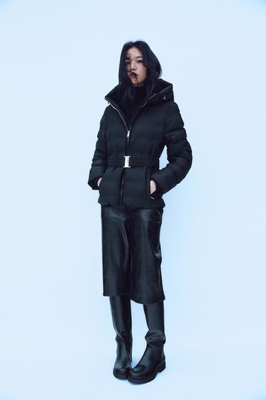 페이크 레더 롱 버뮤다 팬츠 - Zara 블랙