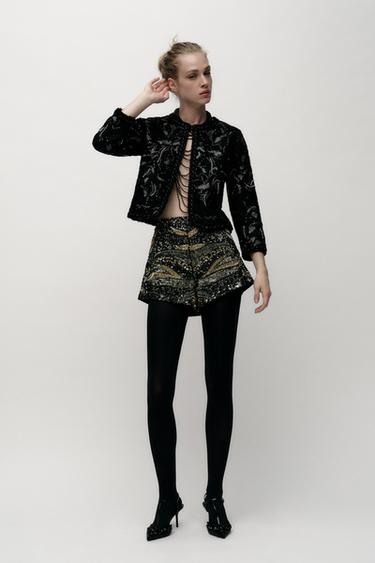 SEQUINNED KNIT CARDIGAN - Black by Zara - Image 0