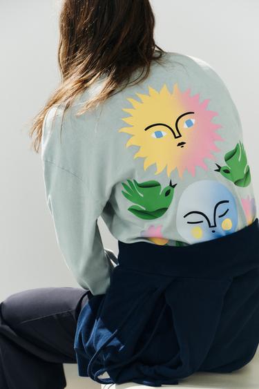 CAMISETA COM EFEITO LAVADO AGUSTINA SHUAN - Cinza / Azul da Zara
