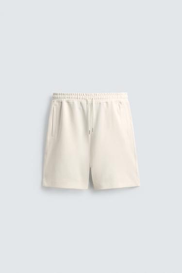 ШОРТЫ-ДЖОГГЕРЫ RELAXED FIT ИЗ ТКАНИ ИНТЕРЛОК — ЖЕЛТОВАТО-БЕЛЫЙ от Zara