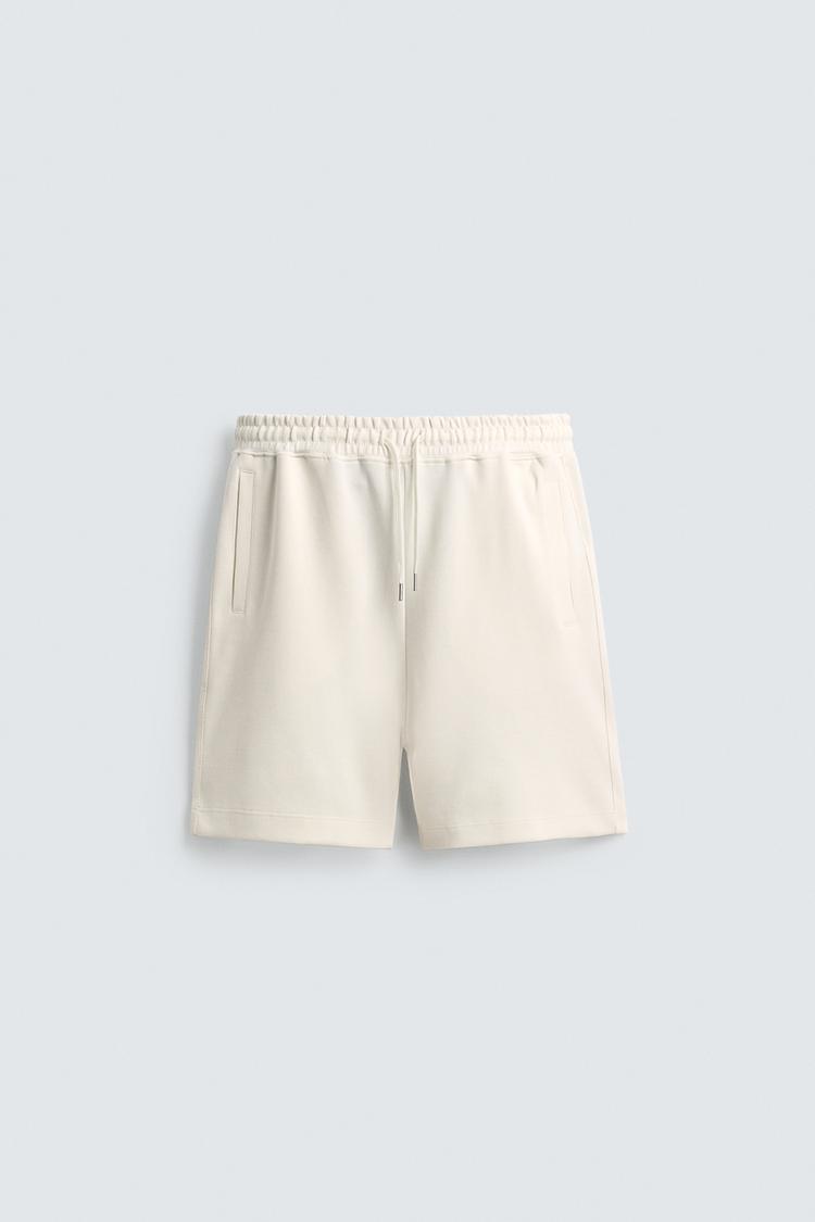 ZARA INTERLOCK RELAXED FIT JOGGER BERMUDA SHORTS