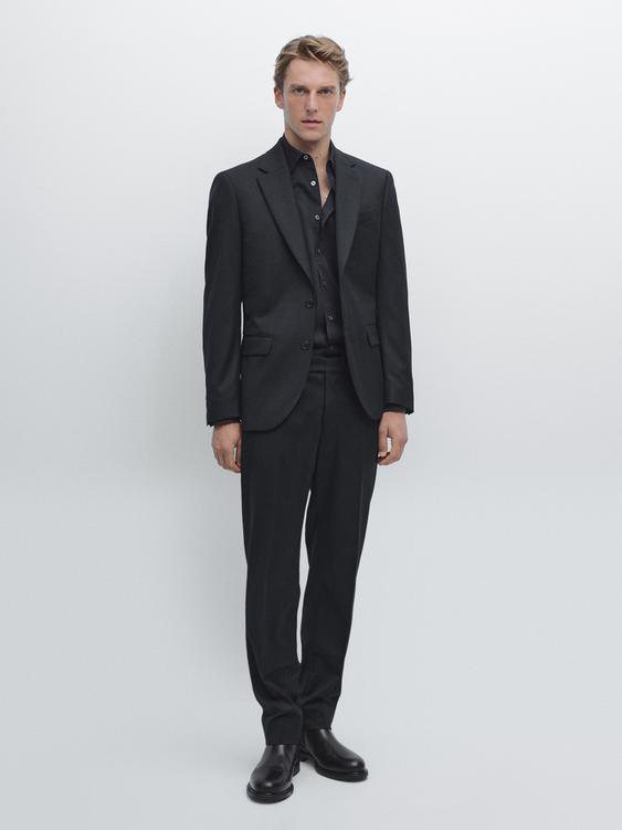 Wool blend flannel suit trousers