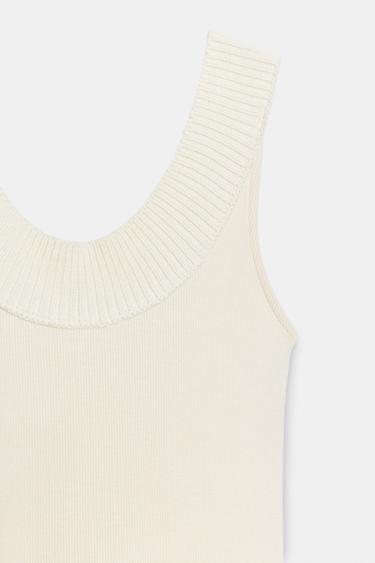 RIBBED HALTERNECK DRESS - Ecru by Zara - Image 8