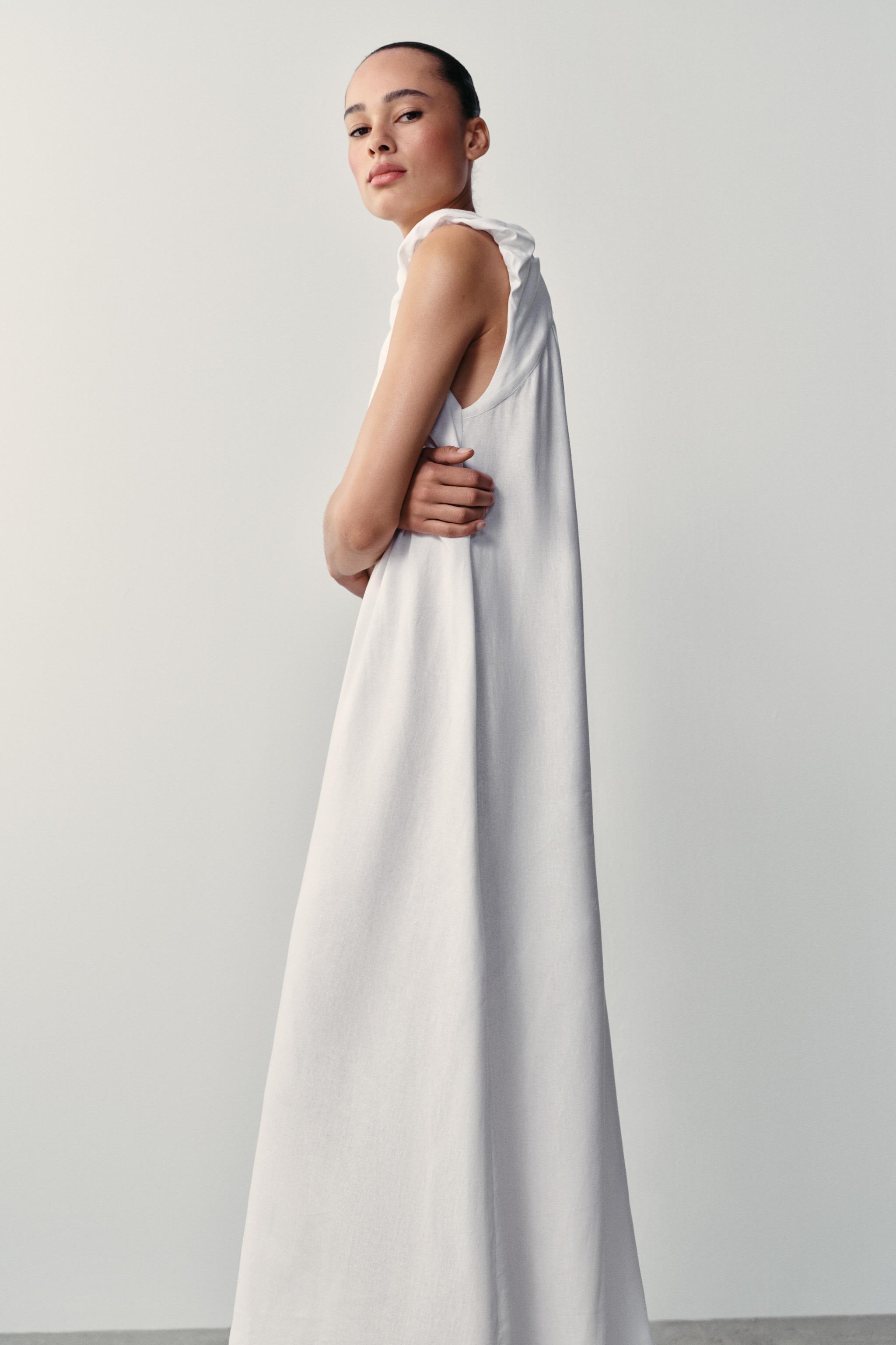 Женские платья Zara LINEN LONG DRESS — фото 4