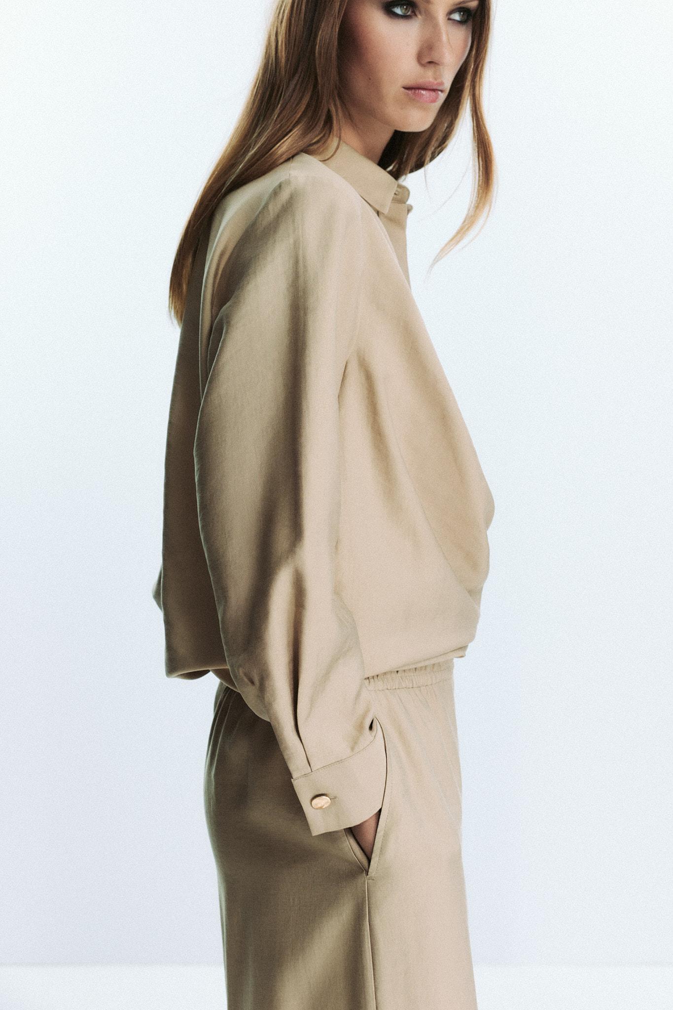 GOLD BUTTON WRAP SHIRT - Sand | ZARA United States