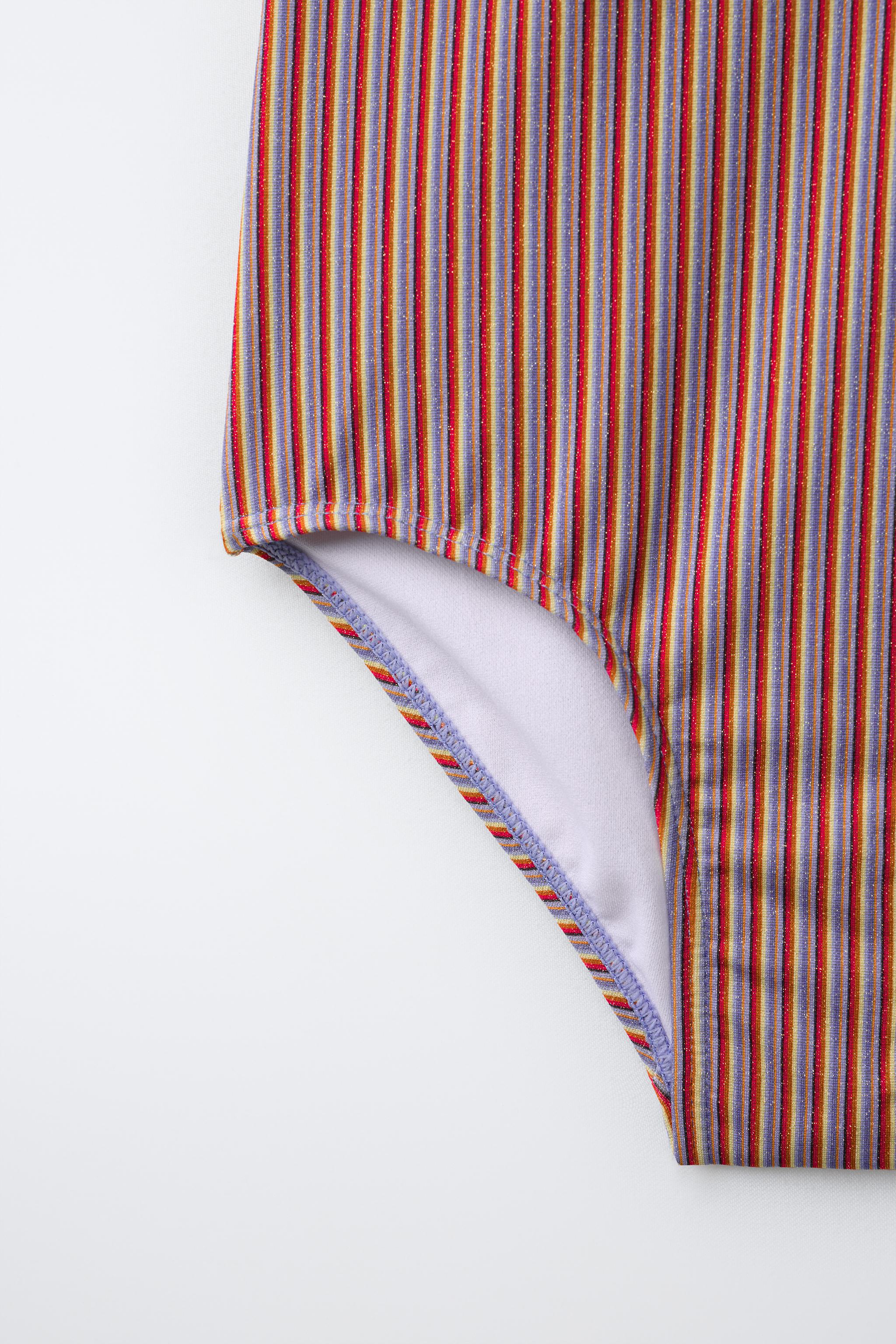 6-14 YEARS/ ASYMMETRIC SHIMMER STRIPED SWIMSUIT