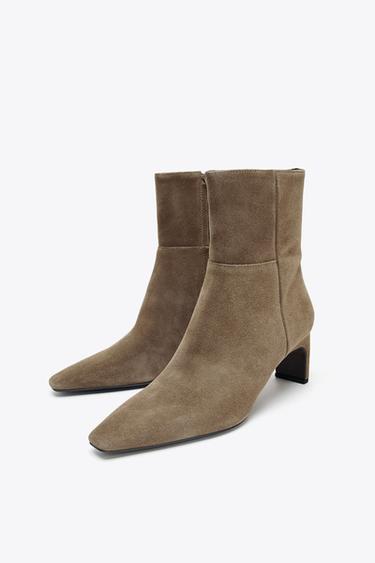 SUEDE KITTEN HEEL ANKLE BOOTS - Taupe Grey by Zara - Image 2
