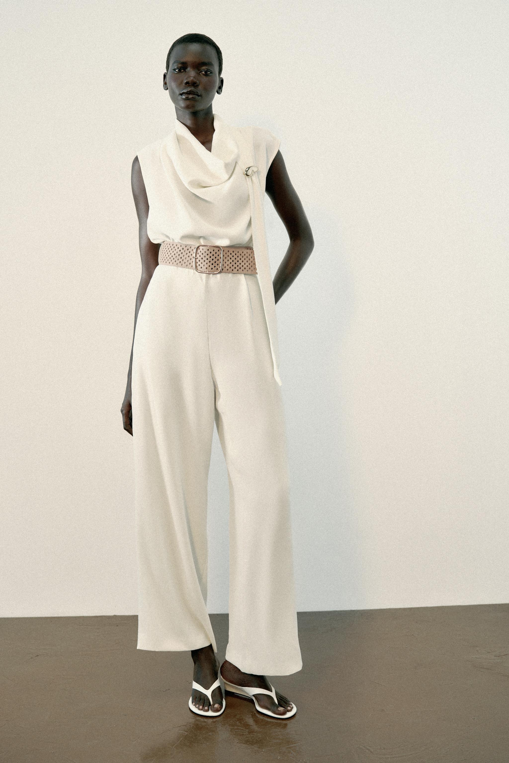 Zara GOLD-TONE HARDWARE BELTED JUMPSUIT — фото 4
