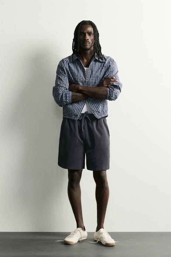 Zara BASIC WASHED SWEATSHORTS - Dark anthracite - Image 0