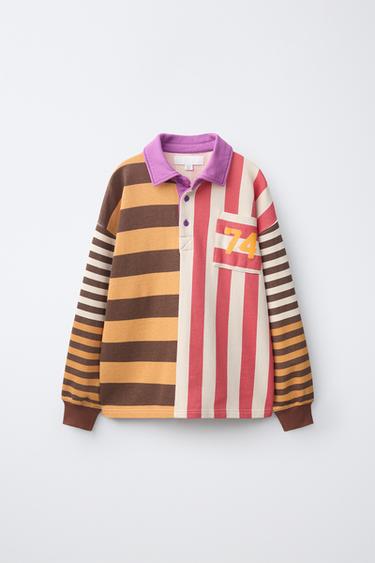 POLO MET MEERKLEURIGE STREPEN - Wit / Rood van Zara - Afbeelding 0