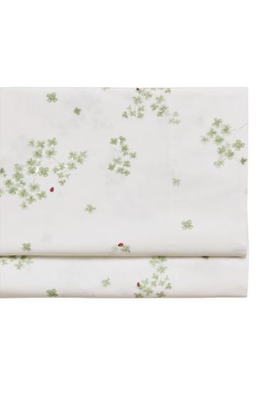 LENZUOLA DI SOPRA COTONE TRIFOGLI E COCCINELLE - Bianco sporco di Zara