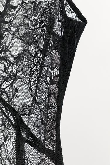 ROBE LONGUE STYLE LINGERIE EN DENTELLE - Noir de Zara - Image 7