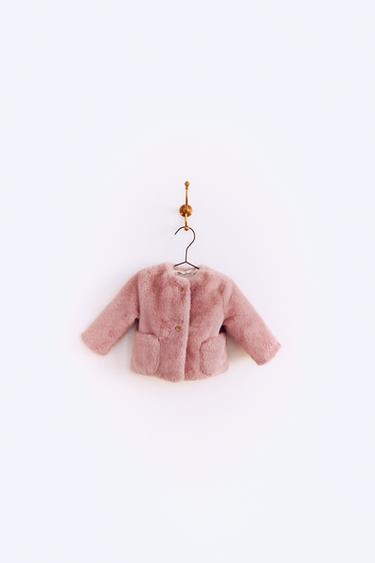 FAUX FUR CARDIGAN - Pink by Zara