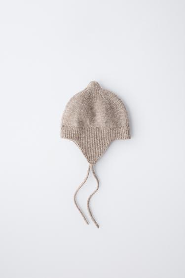 POINTED BEANIE WITH WOOL AND CASHMERE - Tan marl by Zara