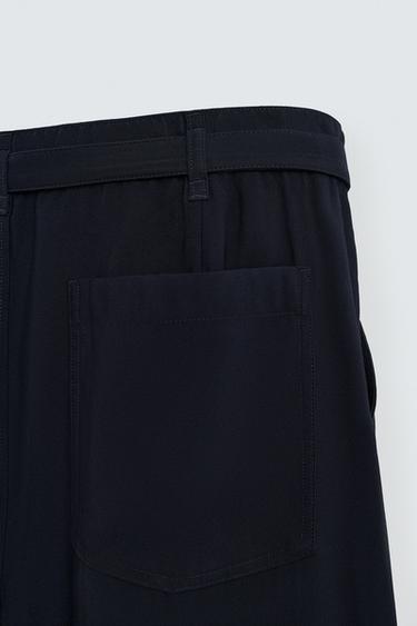 RELAXED FIT TROUSERS WITH BELT - Navy blue by Zara - Image 10