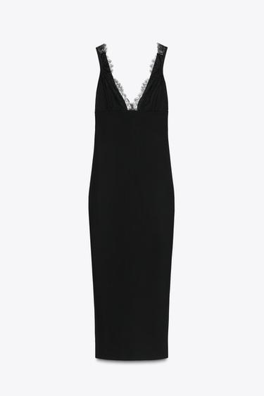 VESTIDO COMBINADO ENCAJE - Negro de Zara