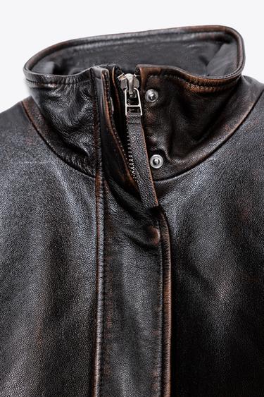 BLOUSON BOMBER EN CUIR ZW COLLECTION LIMITED EDITION - Marron de Zara - Image 6