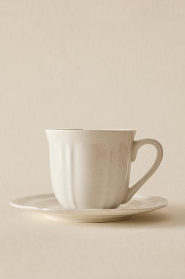 TASSE À THÉ AVEC SOUPCOUP AU PLATO PORCELAINE RELIEF - Blanc de Zara - Image 4