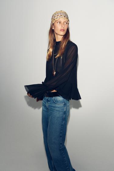 FLOWING RUFFLED TOP - Black by Zara - Image 4