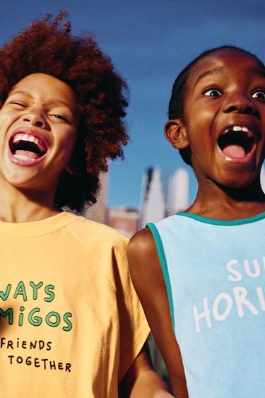 TOWELLING SLOGAN T-SHIRT - Light blue by Zara