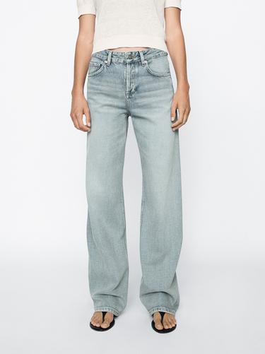 Jeans wide leg tiro medio algodón - Azul agua de Zara