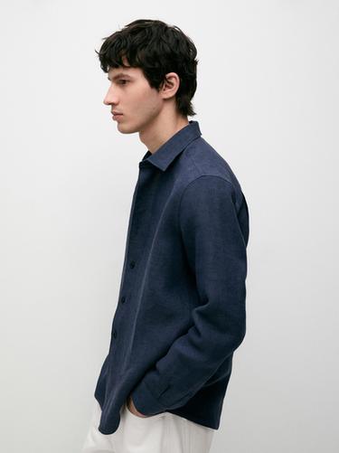 Zara 100% linen regular fit shirt - Faded blue