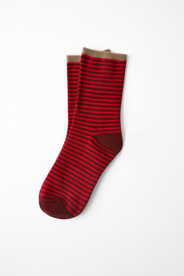STRIPED JACQUARD SOCKS - Red by Zara