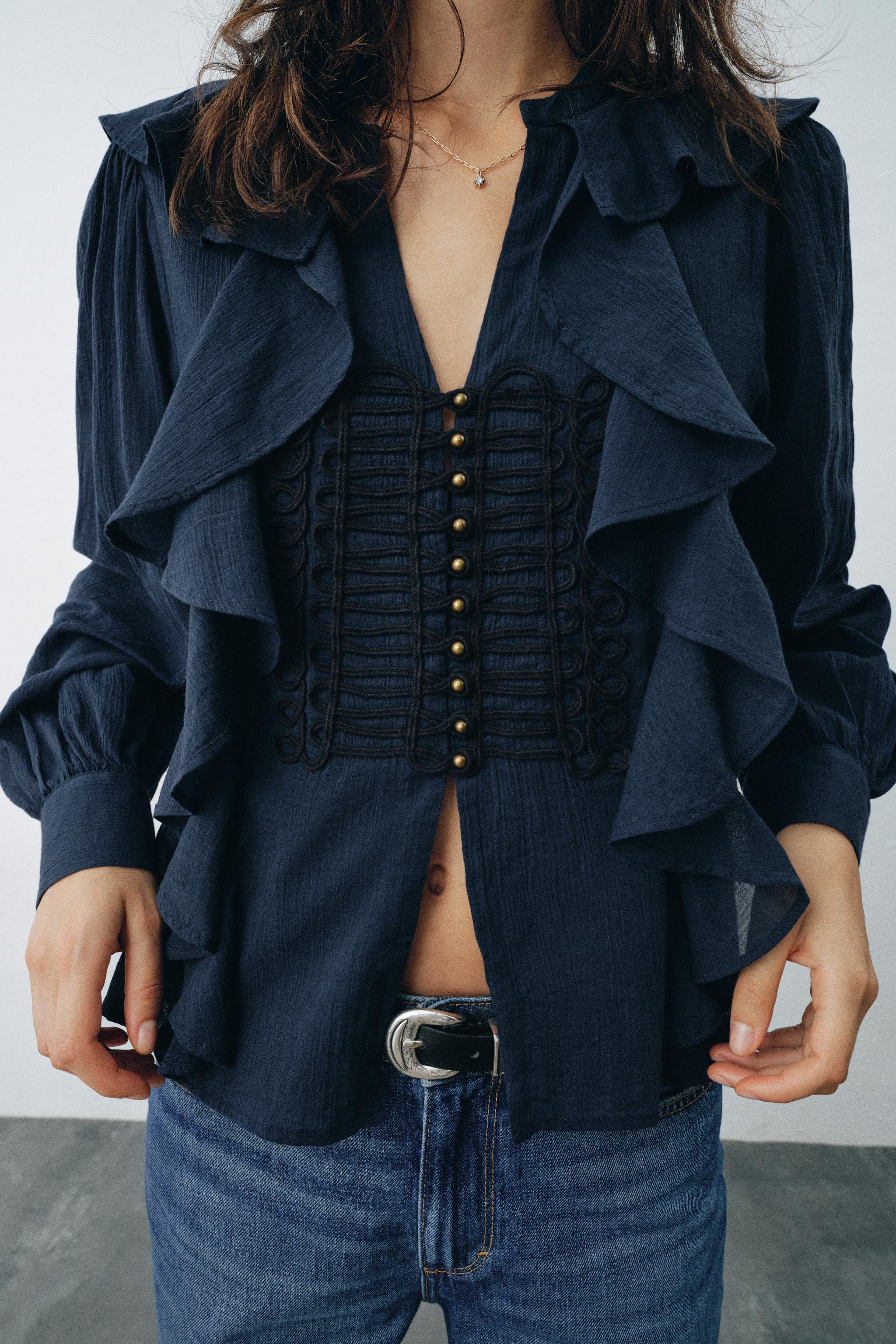 RFFLE FROG FASTENING BLOUSE