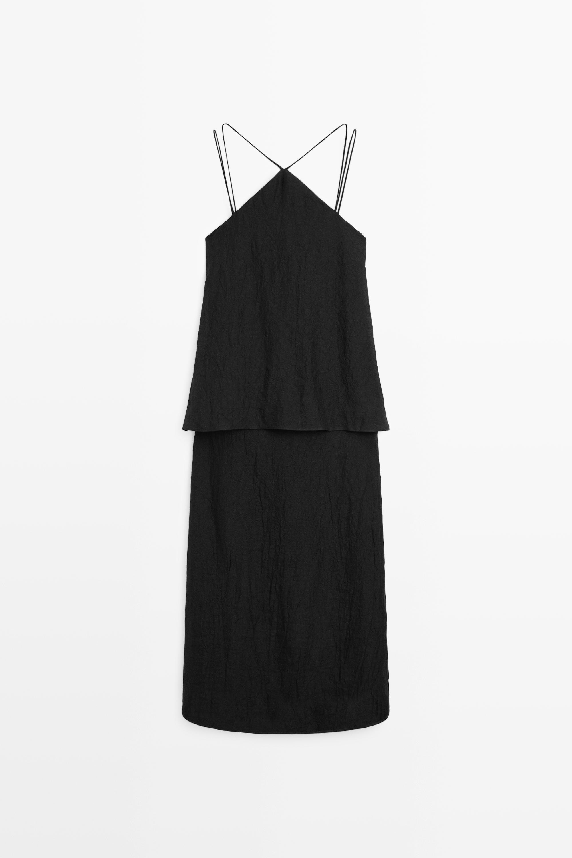 Flowing strappy 100% linen dress