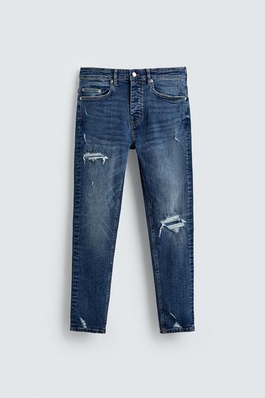RIPPED SKINNY FIT JEANS - Mid-blue by Zara - Image 0