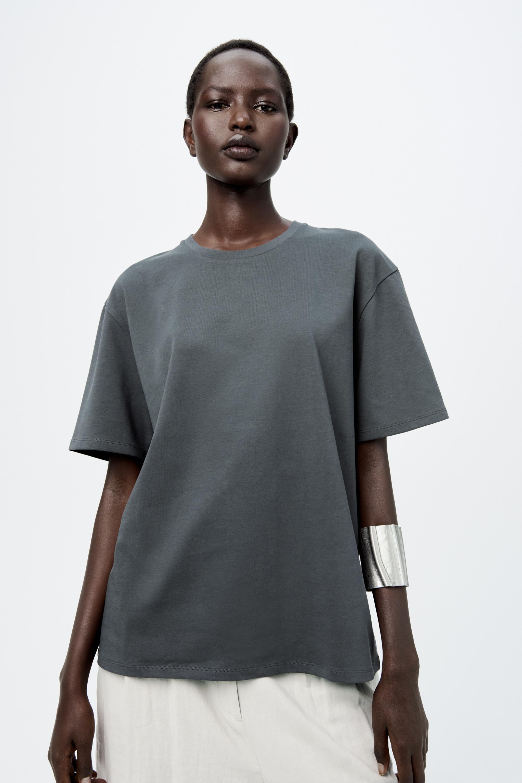 OVERSIZED COTTON T-SHIRT - Charcoal gray | ZARA United States