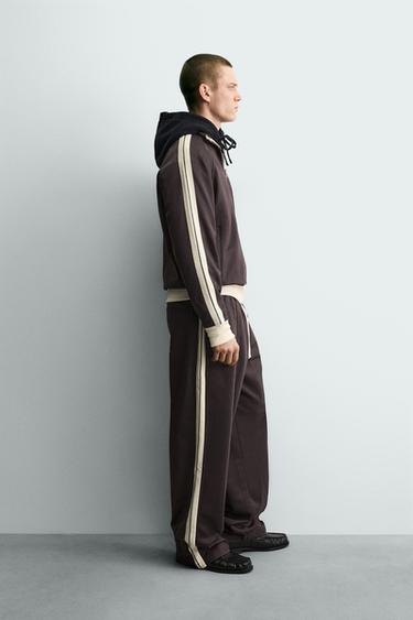 WIDE-LEG JOGGER TROUSERS WITH SIDE TAPING - Burgundy by Zara
