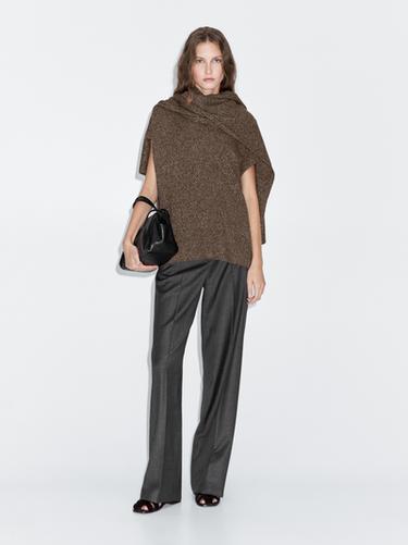 Zara 100% wool waistcoat with scarf detail - Brown