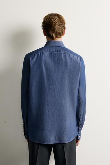 SANTA EULALIA 1843 X ZARA WASHED INDIGO CHAMBRAY SHIRT — Indigo 2
