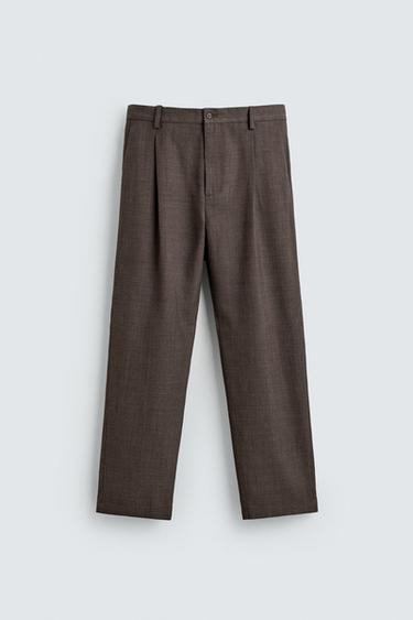 WOOL BLEND PLEATED TROUSERS - Taupe grey by Zara