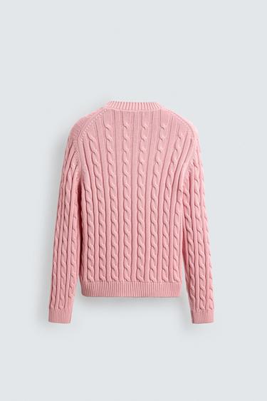 CABLE KNIT TEXTURED JUMPER - Pink by Zara - Image 8
