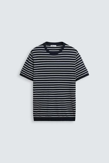Zara VISCOSE BLEND KNIT T-SHIRT - striped