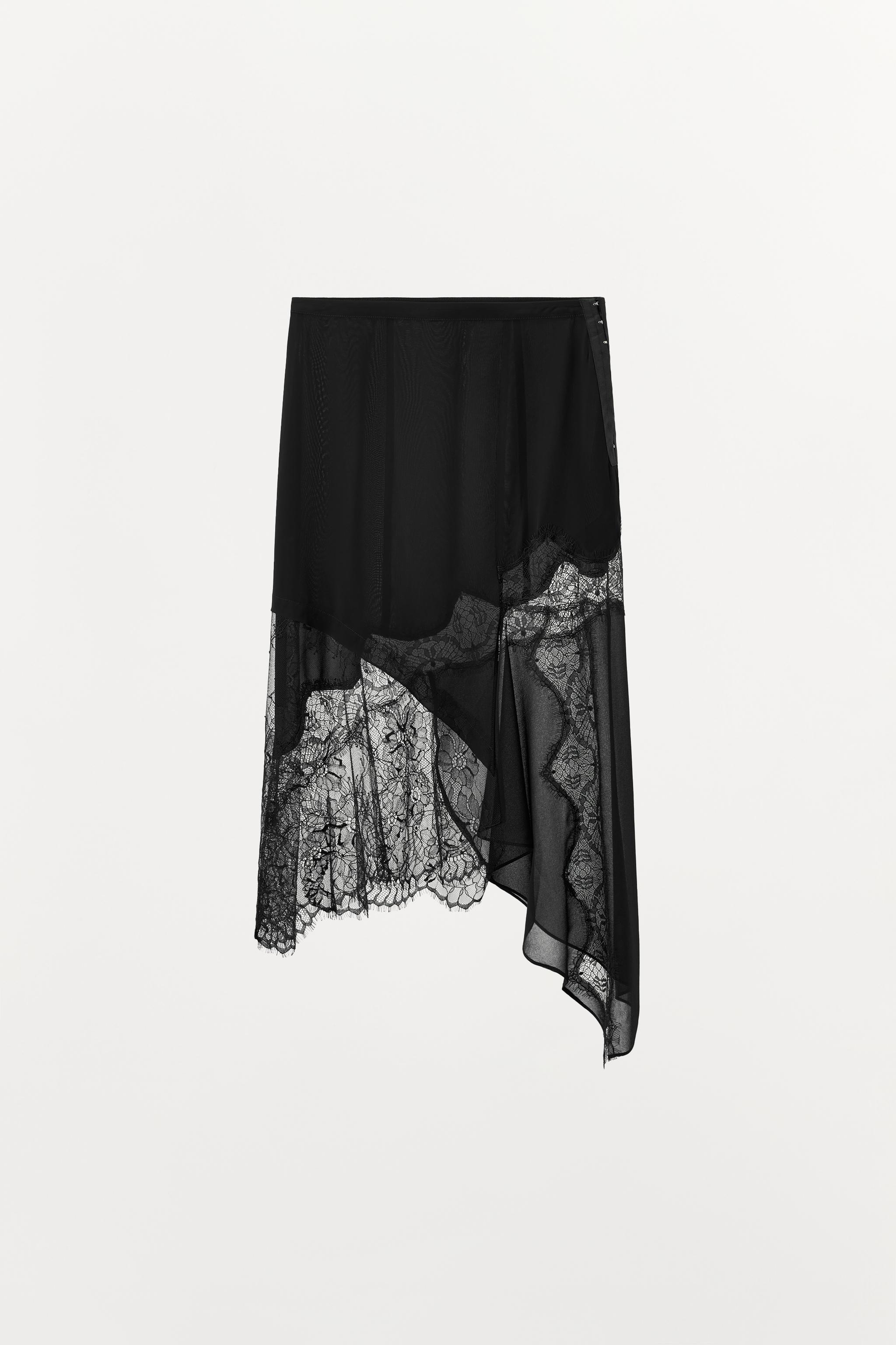 COMBINATION LACE MIDI SKIRT