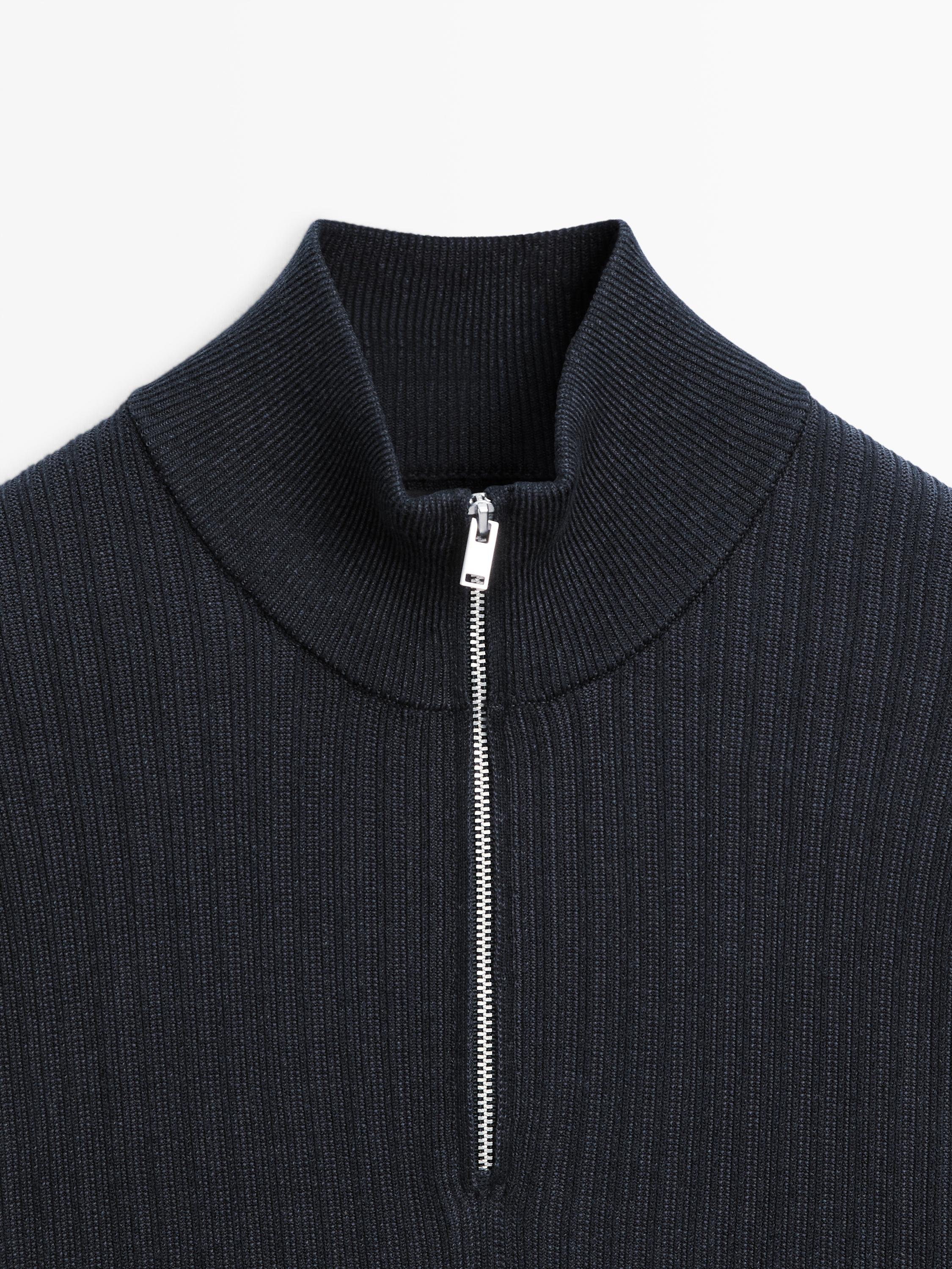 Pull en maille à col camionneur zipp