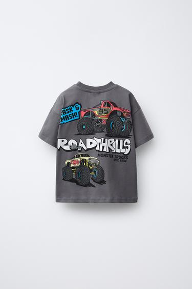 Zara CAR PRINT T-SHIRT - Dark gray