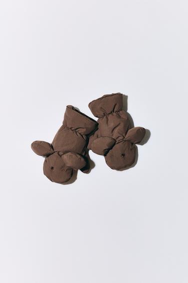 NYLON MITTENS WITH EARS - Brown by Zara