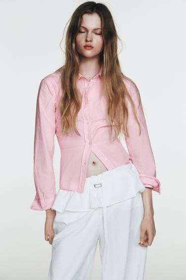 Zara PLAIN POPLIN SHIRT - Pink