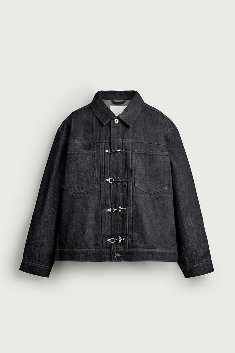 Cazadora denim pliegues