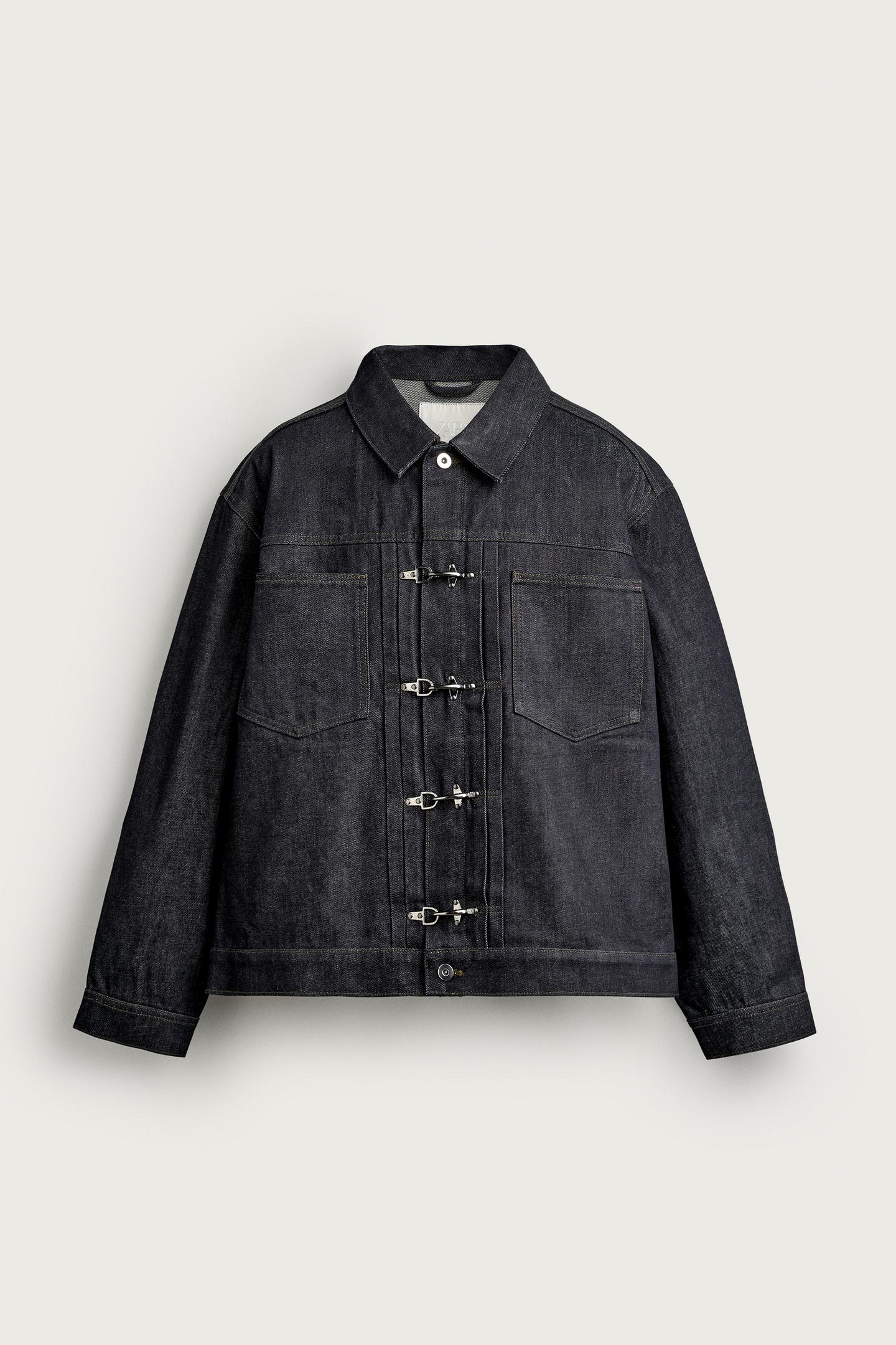 Мужская куртка Zara Fireman Clasp Denim Jacket, цвет: Индиго — фото 7