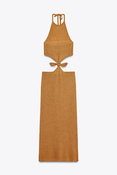 HALTER KNIT DRESS WITH CUT OUT DETAIL - Toffee by Zara - Image 1