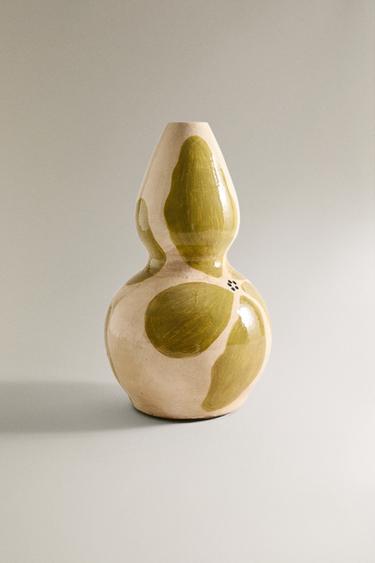 FLORAL TERRACOTTA VASE - Greens by Zara