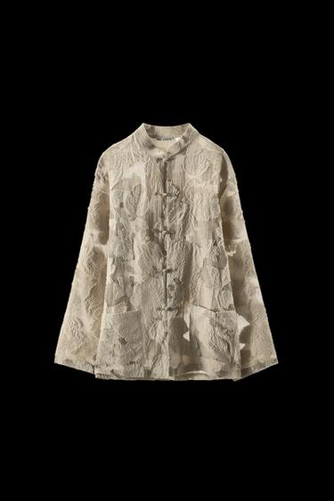 Zara FLORAL JACQUARD KIMONO LIMITED EDITION - taupe brown - Image 0