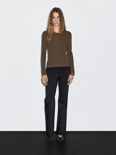 Zara Ribbed knit wool blend sweater - Brown / Taupe