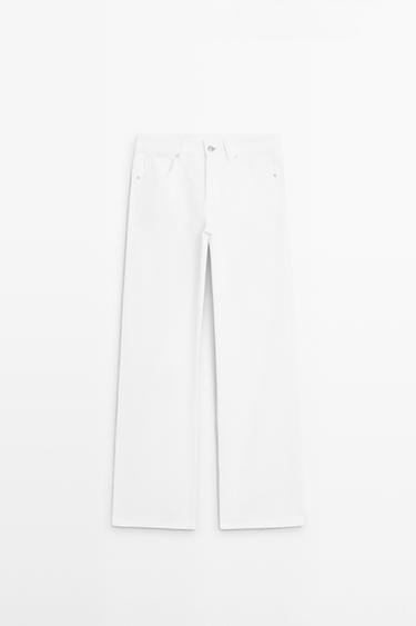 Zara High-waist wide-leg jeans - Oyster-white - Image 0