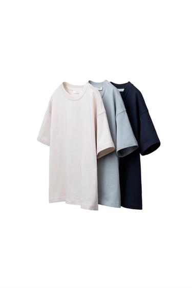 حزمة ثلاث تيشرتات سادة - أزرق الخاص بـ Zara